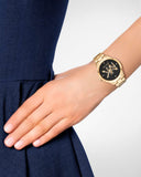 Michael Kors Runway Quartz Black Dial Gold Steel Strap Watch For Women - MK6682 Authentic Buy Shop Now