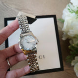Gucci G Timeless Silver Dial Silver Steel Strap Watch For Women - YA126501 Authentic Buy Shop Now