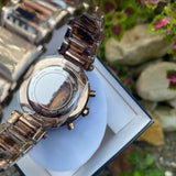 Michael Kors Parker Chronograph Rose Gold Dial Two Tone Steel Strap Watch For Women - MK6832 Authentic Buy Shop Now