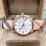 Burberry The City White Dial Haymarket Beige Leather Strap Watch for Women - BU9752 Authentic Buy Shop Now