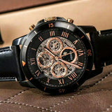 Fossil Grant Sport Automatic Skeleton Black Dial Black Leather Strap Watch for Men - ME3138 Authentic Buy Shop Now