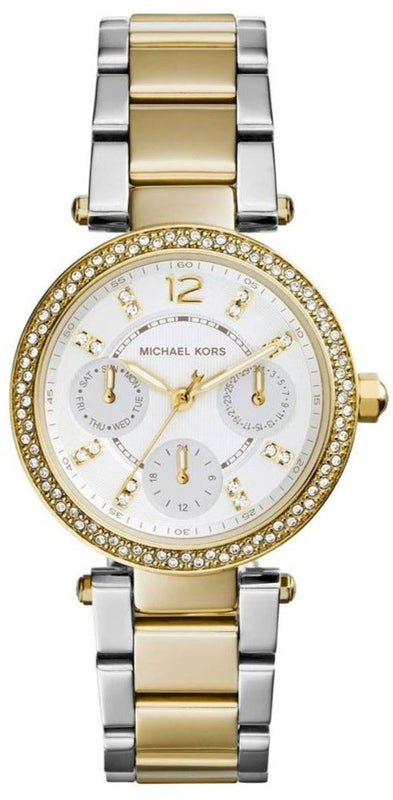 Michael Kors Parker White Dial Two Tone Steel Strap Watch for Women - MK6055 Authentic Buy Shop Now