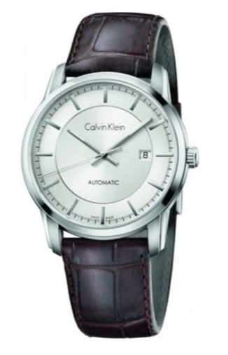 Calvin Klein Infinity Silver Dial Brown Leather Strap Watch for Men - K5S341G6 Authentic Buy Shop Now