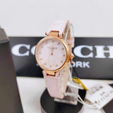 Coach Perry Diamonds Mother of Pearl Dial Pink Leather Strap Watch for Women - 14503190 Authentic Buy Shop Now