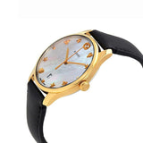 Gucci G-Timeless Mother of Pearl Dial Black Leather Strap Watch For Women - YA126589 Authentic Buy Shop Now