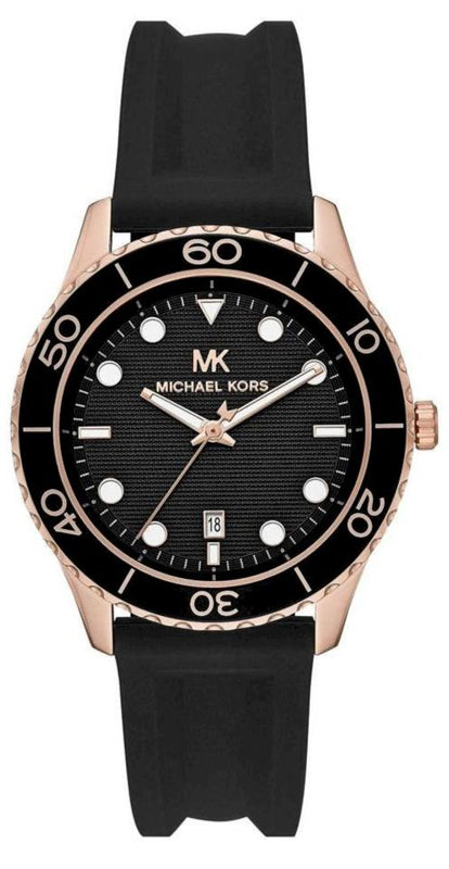 Michael Kors Runway Quartz Black Dial Black Silicone Strap Watch For Women - MK6852 Authentic Buy Shop Now