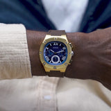 Guess Headline Chronograph Blue Dial Brown Silicone Strap Watch For Men - GW0571G5 Authentic Buy Shop Now