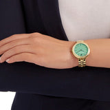 Swarovski Daytime Crystals Turquoise Dial Gold Steel Strap Watch for Women - 5182212 Authentic Buy Shop Now