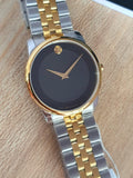 Movado Museum Classic Black Dial Two Tone Steel Strap Watch For Women - 0606605 Authentic Buy Shop Now