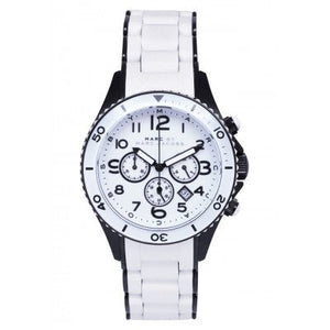 Marc Jacobs Rock Chronograph White Dial White Silicone Strap Watch for Women - MBM2574 Authentic Buy Shop Now