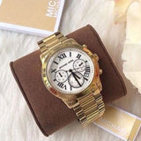 Michael Kors Cooper Chronograph White Dial Gold Steel Strap Watch For Women - MK5916 Authentic Buy Shop Now