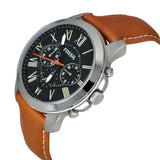Fossil Grant Chronograph Green Dial Brown Leather Strap Watch for Men - FS4918 Authentic Buy Shop Now