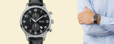 Hugo Boss Aeroliner Chronograph Quartz Black Dial Black Leather Strap Watch For Men - HB1512448 Authentic Buy Shop Now