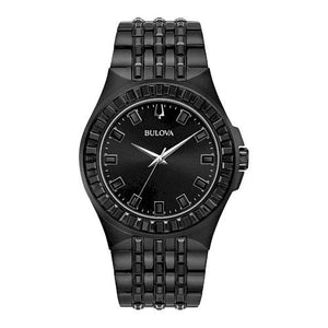 Bulova Crystal Collection Phantom Black Dial Black Steel Strap Watch for Men - 98A240 Authentic Buy Shop Now