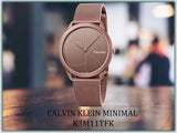 Calvin Klein Minimal Quartz Pink Gold Dial Pink Gold Mesh Bracelet Watch for Men - K3M11TFK Authentic Buy Shop Now