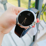 Calvin Klein Minimal Black Dial Black Leather Strap Watch for Men - K3M221CS Authentic Buy Shop Now