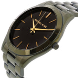 Michael Kors Slim Runway Quartz Black Dial Green Steel Strap Watch For Men - MK8715 Authentic Buy Shop Now