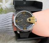 Diesel Uber Chief Two Hand Black Dial Black Leather Strap Watch For Men - DZ7377 Authentic Buy Shop Now