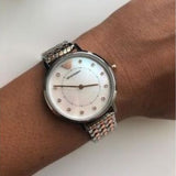 Emporio Armani Mother of Pearl Dial Two Tone Stainless Steel Watch For Women - AR11094 Authentic Buy Shop Now