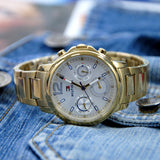 Tommy Hilfiger Claudia White Dial Gold Steel Strap Watch for Women - 1781742 Authentic Buy Shop Now
