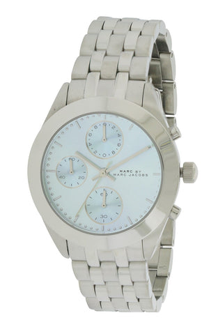 Marc Jacobs Peeker Chronograph Silver Dial Silver Steel Strap Watch for Women - MBM3371 Authentic Buy Shop Now
