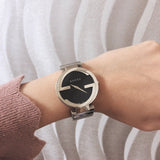 Gucci G Interlocking Black Dial Silver Steel Strap Watch For Women - YA133307 Authentic Buy Shop Now