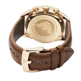 Emporio Armani Sportivo Chronograph White Dial Brown Leather Strap Watch For Men - AR5996 Authentic Buy Shop Now
