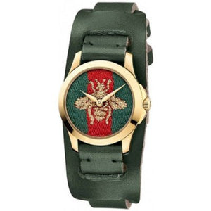 Gucci G Timeless Red Green Dial Green Leather Strap Watch For Women - YA126545 Authentic Buy Shop Now