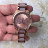 Michael Kors Janelle Three Hand Rose Gold Dial Two Tone Steel Strap Watch For Women - MK7135 Authentic Buy Shop Now