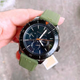 Michael Kors Cunningham Chronograph Black Dial Green Rubber Strap Watch For Men - MK7165 Authentic Buy Shop Now