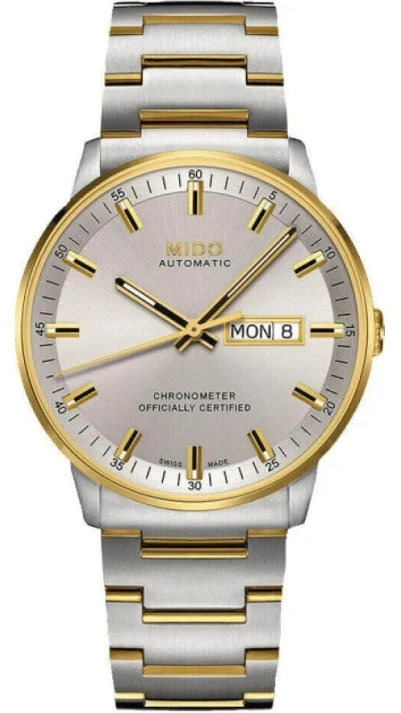 Mido Commander II Automatic Chronometer Silver Dial Two Tone Steel Strap Watch For Men - M021.431.22.071.00 Authentic Buy Shop Now