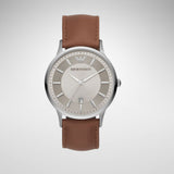 Emporio Armani Renato Quartz Silver Dial Brown Leather Strap Watch For Men - AR11185 Authentic Buy Shop Now