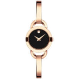Movado Rondiro 22mm Black Dial Rose Gold Steel Strap Watch For Women - 0607065 Authentic Buy Shop Now