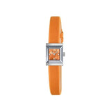 Gucci G-Frame Square Mother of Pearl Orange Dial Orange Leather Strap Watch For Women - YA128532 Authentic Buy Shop Now