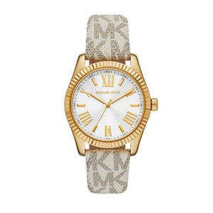 Michael Kors Lexington Analog Silver Dial White Leather Strap Watch For Women - MK4746 Authentic Buy Shop Now