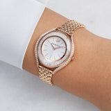 Swarovski Crystalline Aura Silver Dial Rose Gold Steel Strap Watch for Women - 5519459 Authentic Buy Shop Now