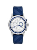 Burberry City Sport Chronograph White Dial Blue Rubber Strap Watch For Men - BU9808 Authentic Buy Shop Now