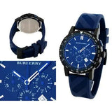 Burberry The City Sport Chronograph Black Dial Blue Rubber Strap Watch For Men - BU9807 Authentic Buy Shop Now