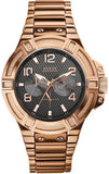Guess Rigor Multi Function Black Dial Rose Gold Steel Strap Watch For Men - W0218G3 Authentic Buy Shop Now