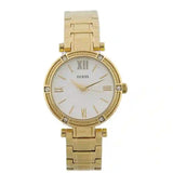 Guess Park Ave South Analog White Dial Gold Steel Strap Watch For Women - W0767L2 Authentic Buy Shop Now