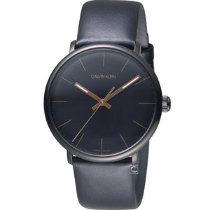 Calvin Klein High Noon Quartz Black Dial Black Leather Strap Watch for Men - K8M214CB Authentic Buy Shop Now