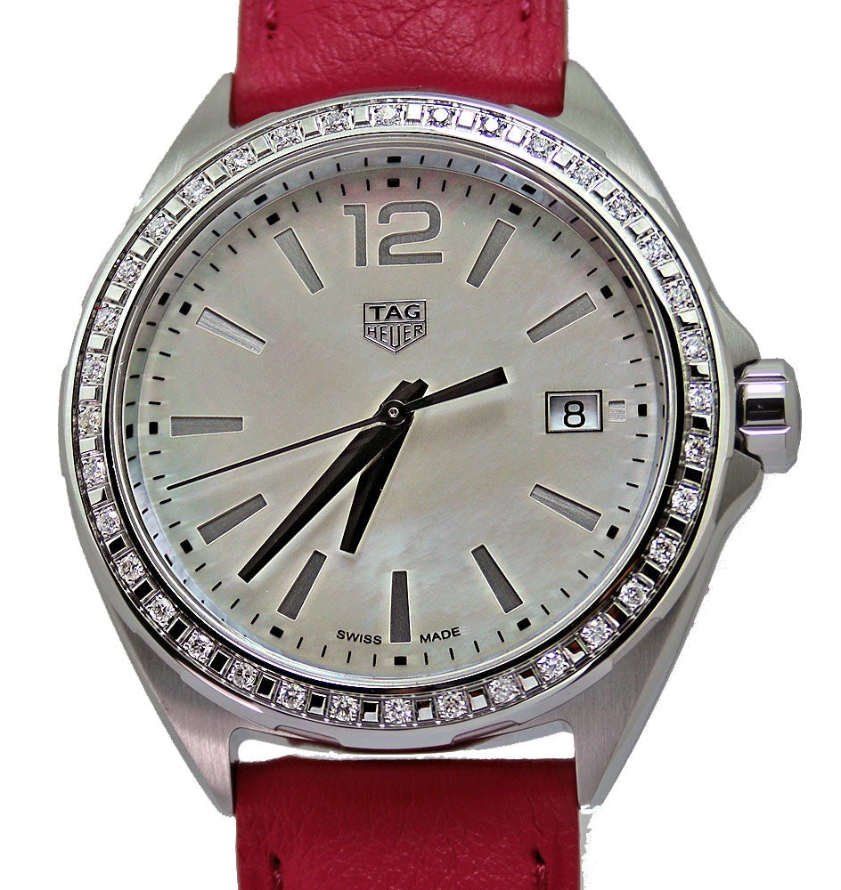 Tag Heuer Formula 1 Quartz Mother of Pearl Dial Red Leather Strap Watch for Women - WBJ131A.FC8253 Authentic Buy Shop Now