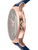 Emporio Armani Meccanico Automatic Blue Dial Blue Leather Strap Watch For Men - AR60050 Authentic Buy Shop Now