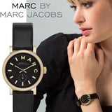Marc Jacobs Baker Black Dial Black Leather Strap Watch for Women - MBM1273 Authentic Buy Shop Now