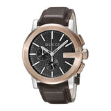 Gucci G Chrono Black Dial Brown Leather Strap Watch For Men - YA101202 Authentic Buy Shop Now