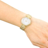 Guess Park Ave South Analog White Dial Gold Steel Strap Watch For Women - W0767L2 Authentic Buy Shop Now