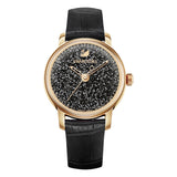 Swarovski Crystalline Hours Black Dial Black Leather Strap Watch for Women - 5295377 Authentic Buy Shop Now