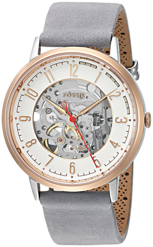 Fossil Vintage Muse Automatic Skeleton White Dial Grey Leather Strap Watch for Women - ME3131 Authentic Buy Shop Now