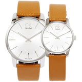 Calvin Klein City Silver Dial Light Brown Leather Strap Watch For Women- K2G23120 Authentic Buy Shop Now