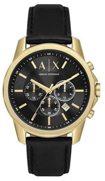Armani Exchange Outerbanks Chronograph Black Dial Black Leather Strap Watch For Men - AX7133 Authentic Buy Shop Now